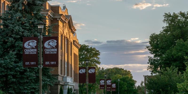CSC flags outside the old admin building
