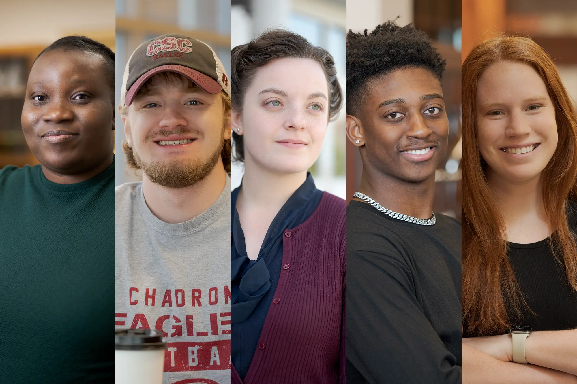 Student portraits arranged in five columns