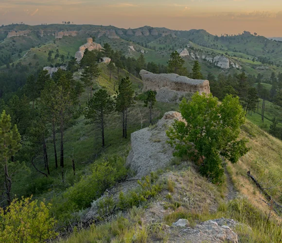 Ridgeline with buttes and trees