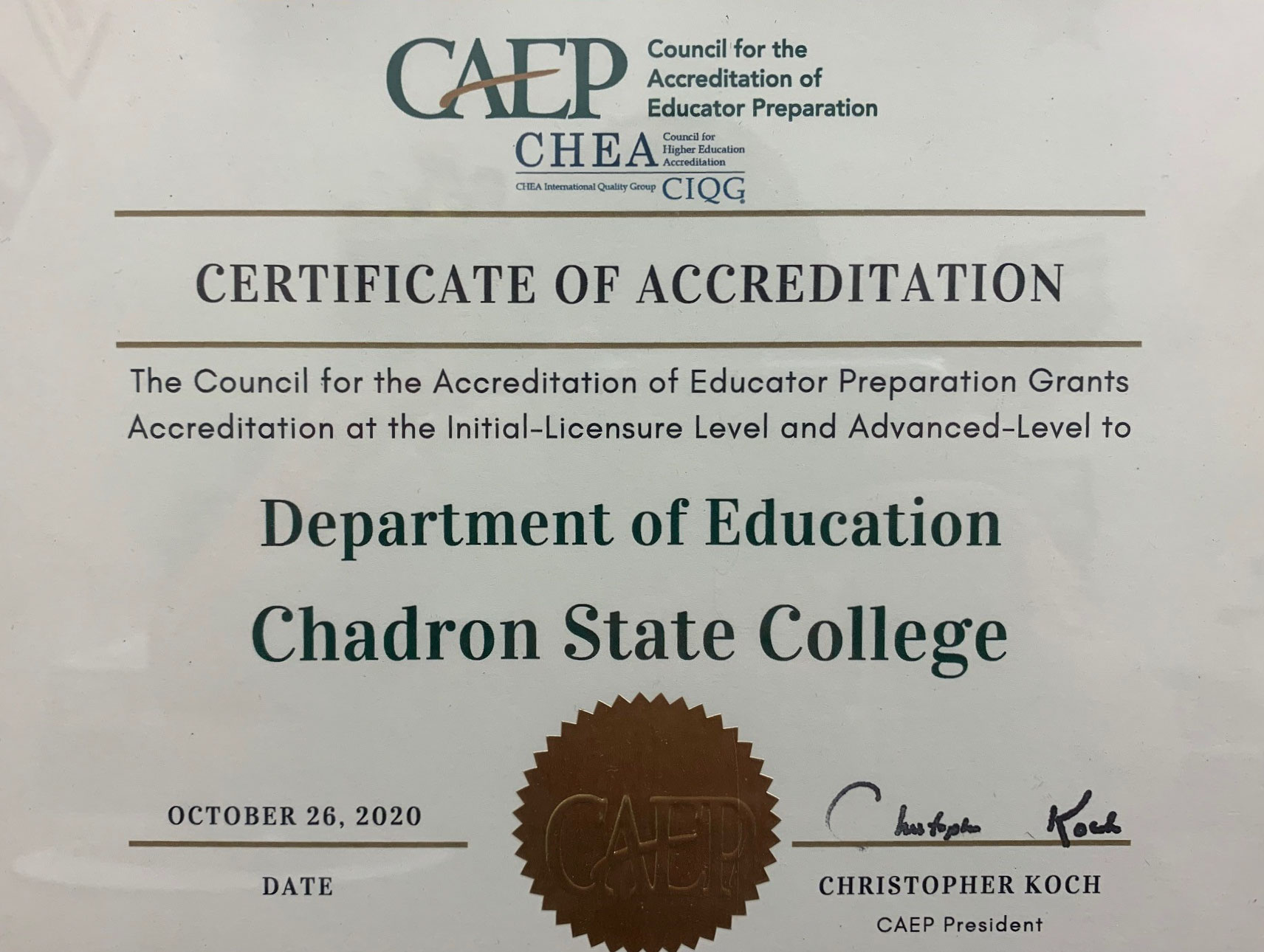 CAEP Certificate