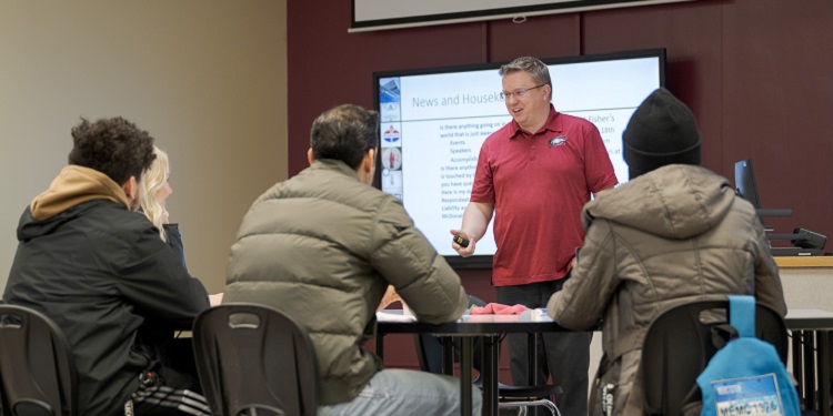 Students learning in an MBA accounting class