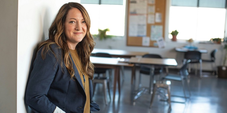 Elementary Teacher standing in classroom door