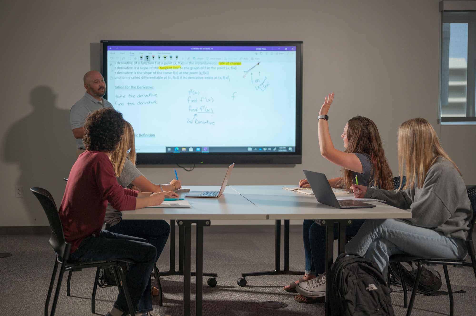 Math students work on a project