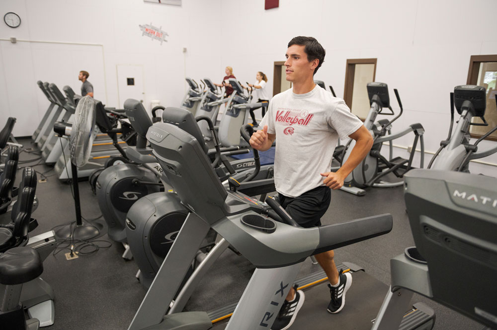 Students work on aerobics exercise
