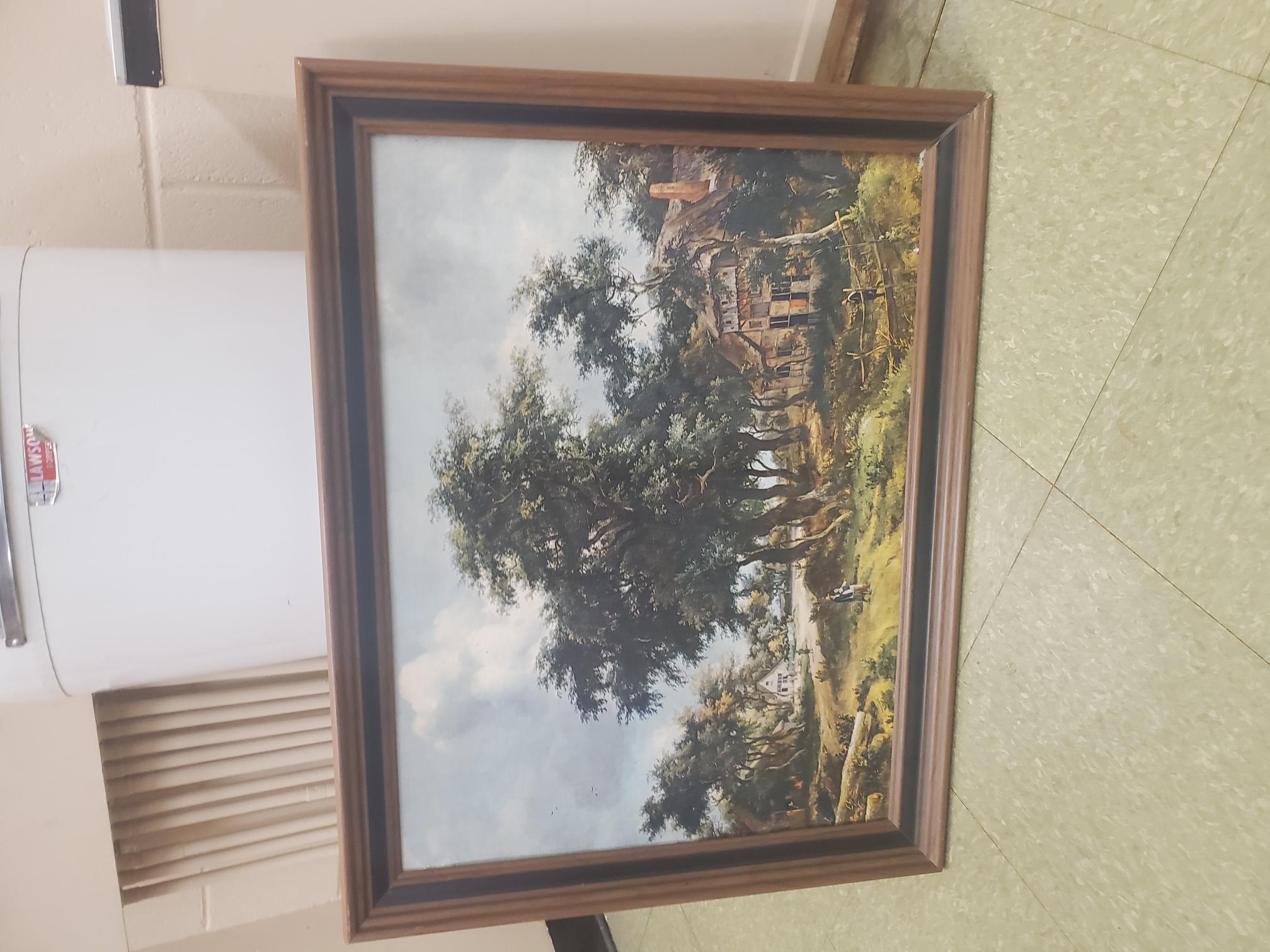 Framed Artwork - Tree and House