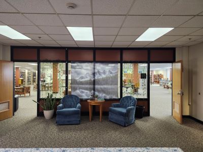 Looking out to the 3rd floor of the library