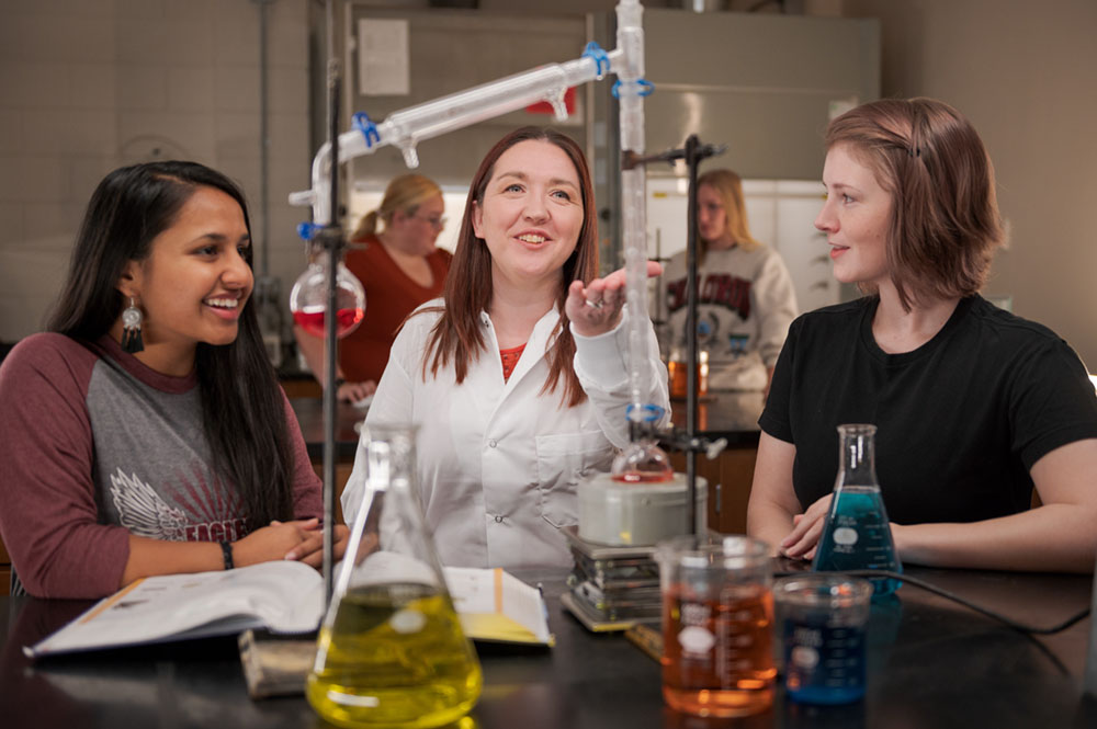 students doing science