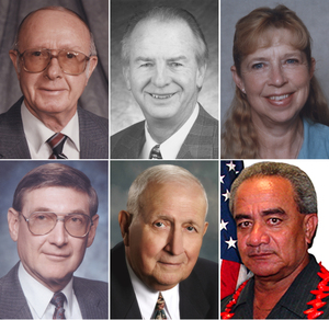Top row, from left, Francis Cortney, Dr. Robert Hanlon, Moni Hourt. Bottom row, Donald G. Pursley, Richard E. Shepherd and Togiola Tulafano.