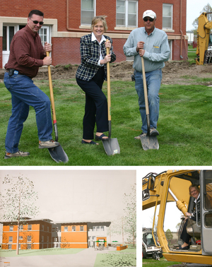 Construction digging beginning with CSC President Janie Park and other machines.