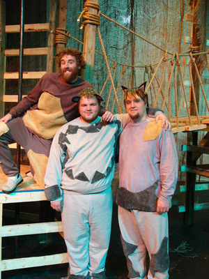 Three of the characters in Jungalbook Mason Quinn, Mike Mamula and Colton Niedhardt.