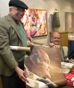Sam Rankin and George McGovern pose for a photograph.