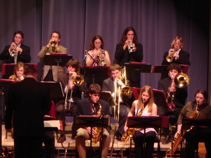 The wind ensemble performing.