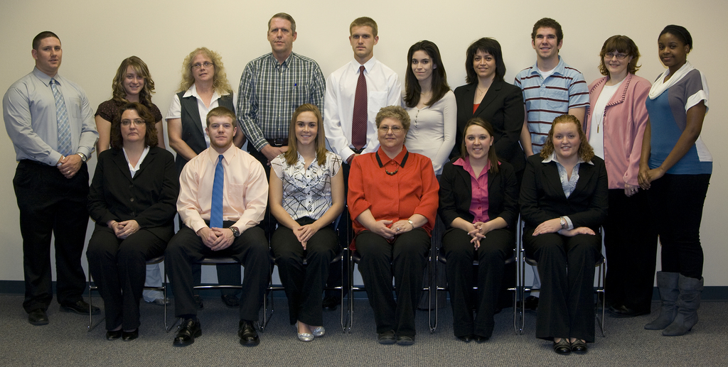 Deanna Kantor, Keegan Parr, Cassandra Humphrey, Jo Ellen Keigley, Caitlin Spencer, Jamie Benson. Back row, from left, Tyson Floyd, Jennifer MacKay, Jacqueline Miller, William Wilson, Garrett Treffer, Marianne Griffiths, Renae Griffiths, Andrew Johnson, Tamacena Caley, Tendai Gambiza.
