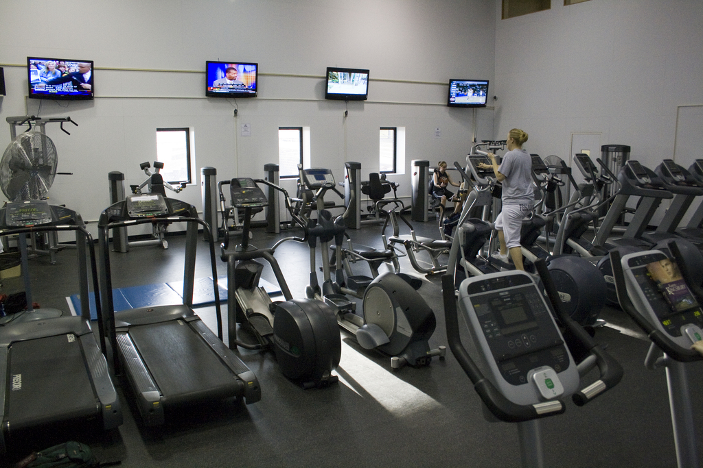 CSC student Katie Elsen works out in the Nelson Physical Activity Center's new cardio facility.