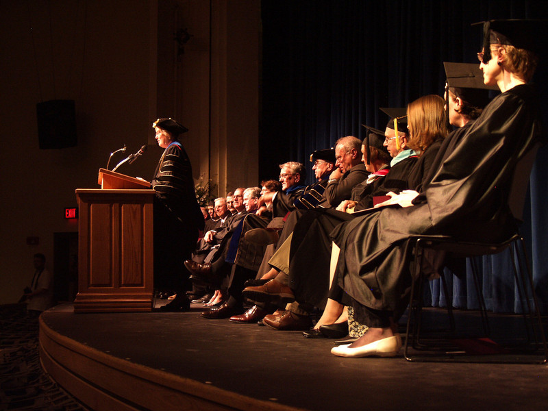 Chadron State College President Dr. Janie Park speaks during her inauguration ceremony in April 2006.