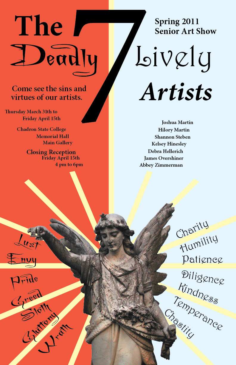 The Deadly Seven Artists art exhibit poster.