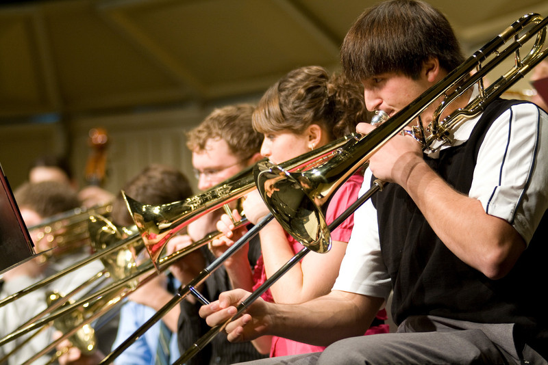 Chadron State College Jazz Band members A.J. Maser, Emilee Pilkington and Taylor Woodward perform during last year's jazz concert.