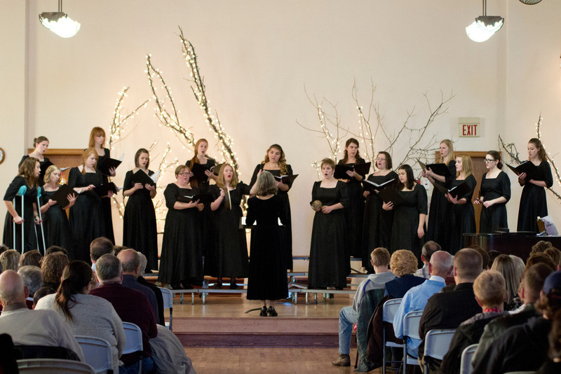 Members of Arioso, the Chadron State College women's choir, sing during their Nov. 11 concert. They will be among the performers in the upcoming Madrigal Feasts. (Photo by Justin Haag)