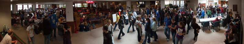 The Chadron State College Student Center bustles with activity during the 2011 Scholastic Contest for high school students. (Photo by Dewayne Gimeson)
