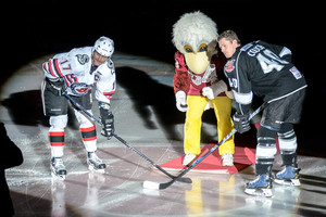 Elmo on the ice at the Rapid City Rush Game