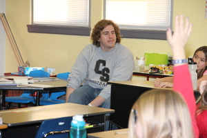 Samuel Parker entertains questions about college life