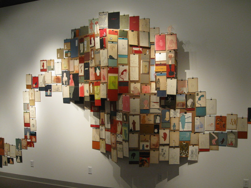 A wall collage like those in the Gallery Series show by Todd Christensen.