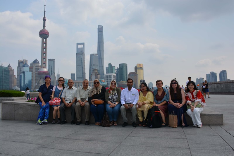Dr. Laura Gaudet with other presenters at The Bund in Shanghai, China.
