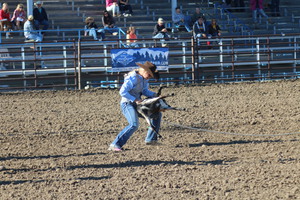 Brandi Cwach during the goat tying competition