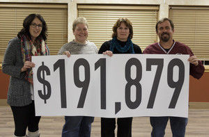 Chadron State Foundation staff display the money they raised