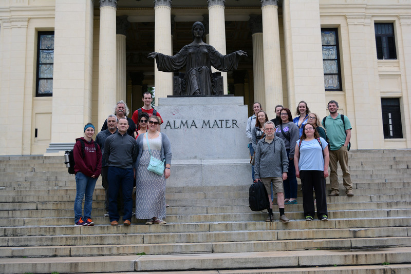 Chadron State College students and Dr. Thomas Smith pose for a photo on the main steps of the University of Havana