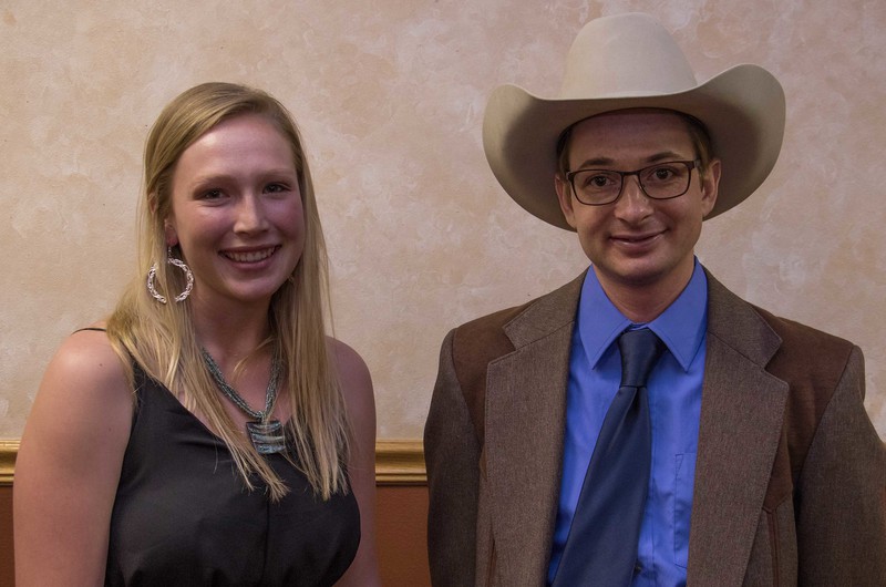 Chadron State College students Shelbey Nagle, left, and Wayne Robison, right, have been accepted to veterinary schools.