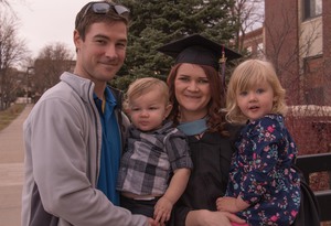 Ben, Arthur, Casey and Amelia Kurre of North Platte, Neb., pose after CSC's Graduate Commencement Friday, Dec. 15, 2017.