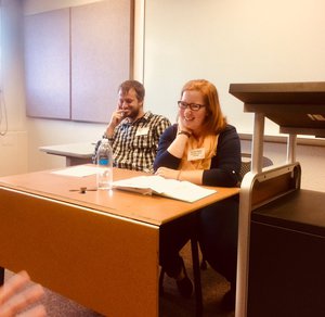 Chadron State College students Zane Hesting, left, and Carlie Enns, each presented poems at the Regional Literature and Creative Writing Conference hosted by Fort Hays State University Oct. 20-21.