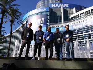 CSC music students pose with McKay Tebbs at NAMM show