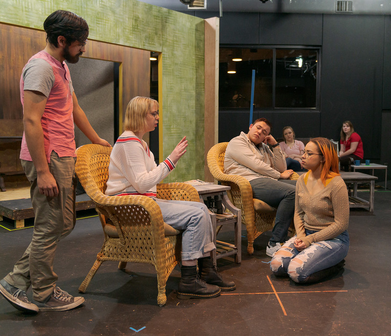 Chadron State College theatre students rehearse a scene from