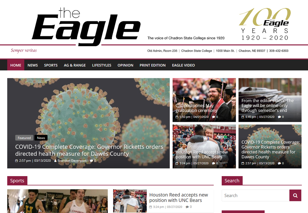 A picture of CSC's The Eagle's front page.