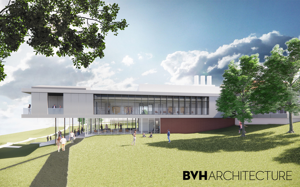 An architectural rendering of Chadron State College's Math Science COIL facing east.