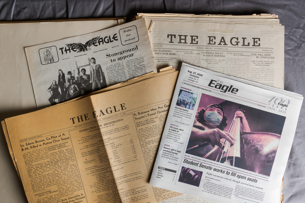 This photo shows several issues, including the first from Sept. 22, 1920, and the most recent from Aug. 27, 2020.