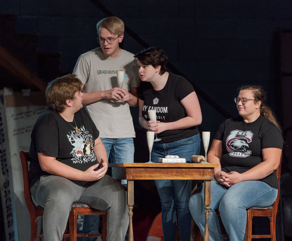 Caleb Twite, Johanna Foster, Levi O'Dell and Erin Hayhurst perform during rehearsal for