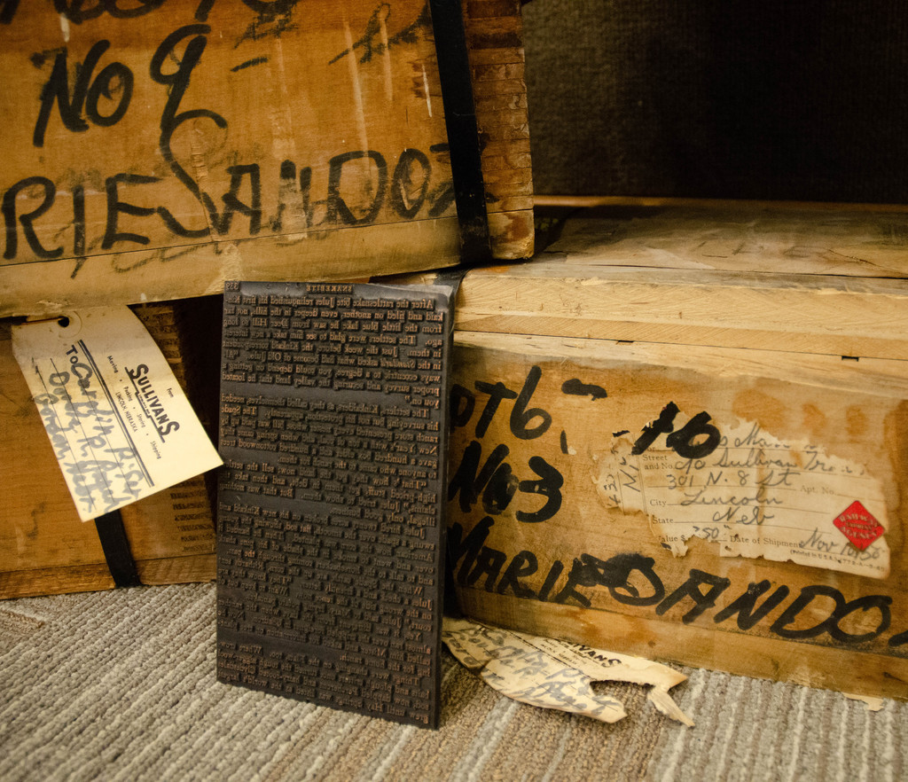 Metal plates from one of Mari Sandoz's novels