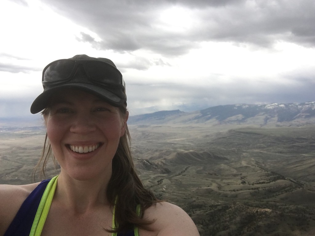 Brittany Lovett takes a selfie near the top of Heart Mountain during the 2019 CSC Field Camp.