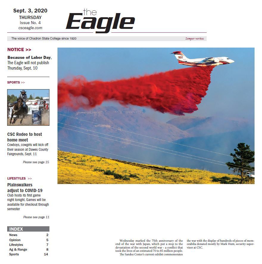 The Eagle's Sept. 3, 2020, front page