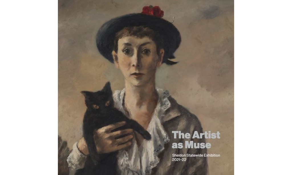 A painting of a young boy holding a cat for the Sheldon Statewide exhibit