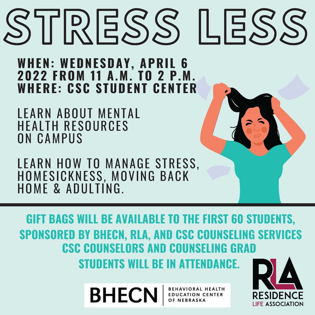 Stress Less Banner with information.