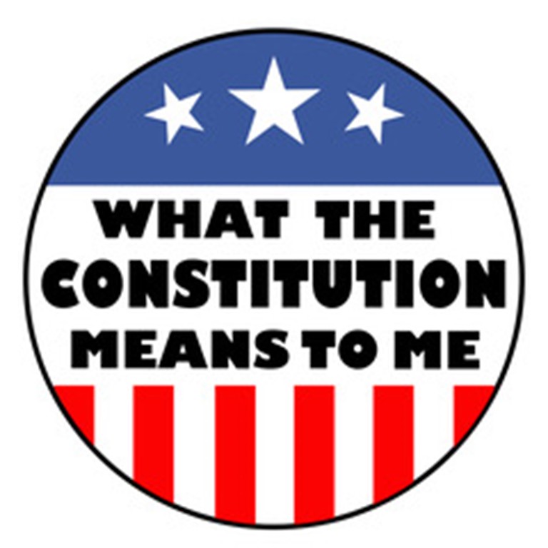 Red white and blue logo for a play