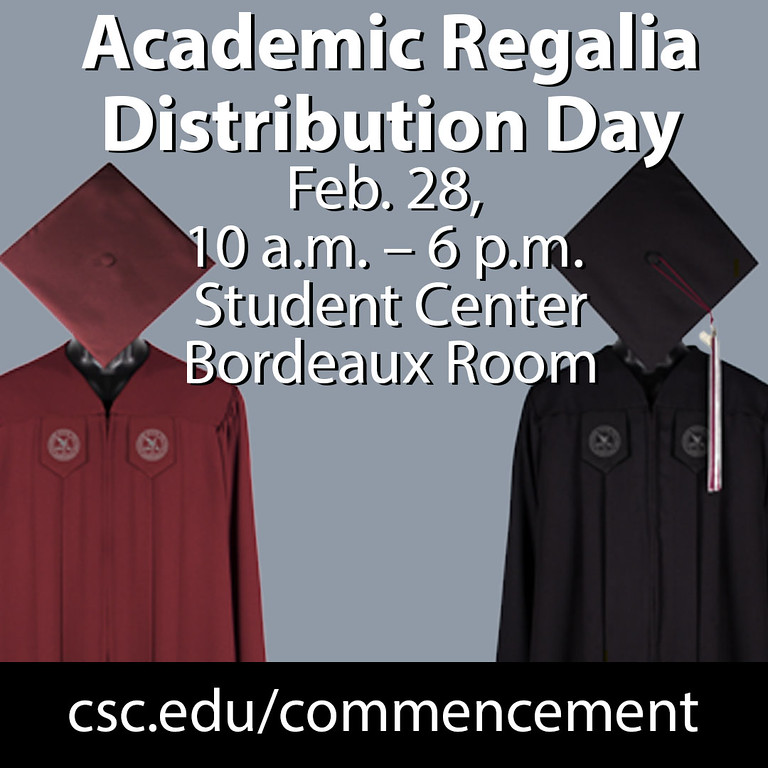 Poster with photos of graduation gowns and text