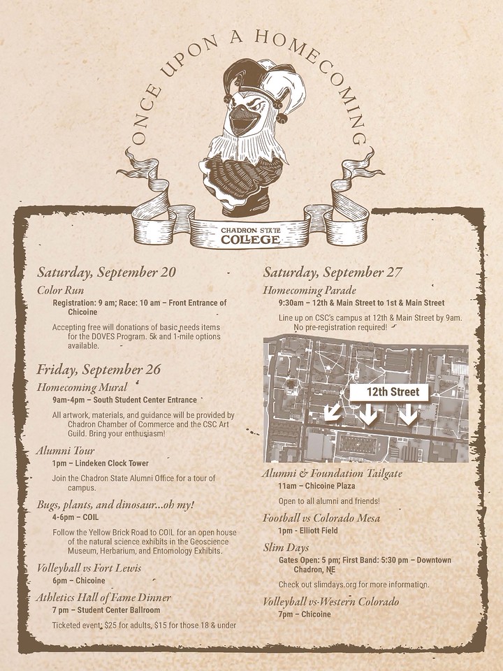 Poster with Homecoming events