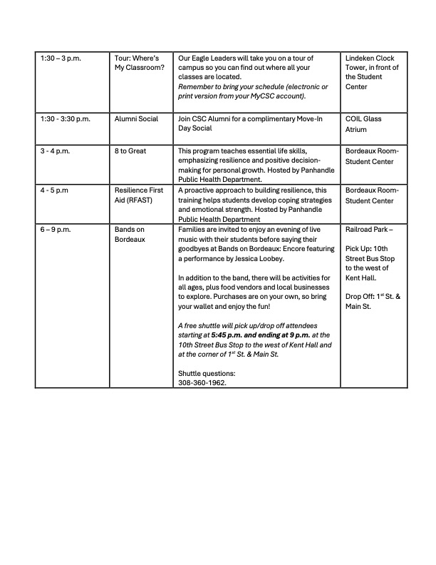 CSC Move-In Agenda Page 2