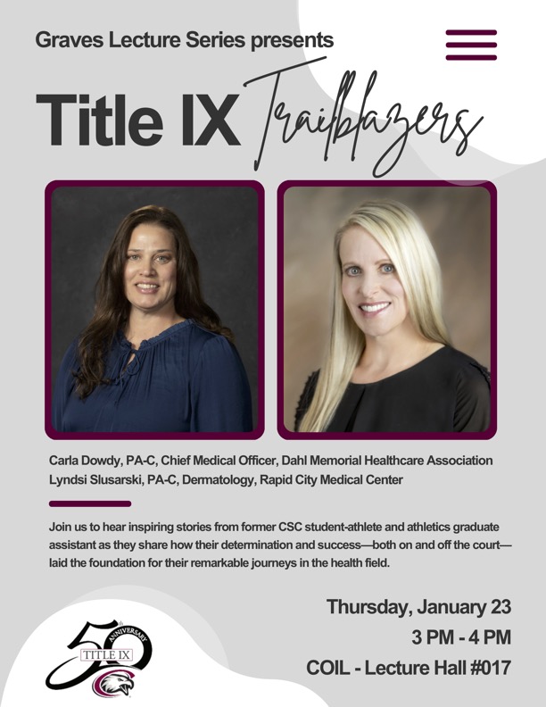 Poster featuring photos of Carla Dowdy and Lyndsi Slusarski