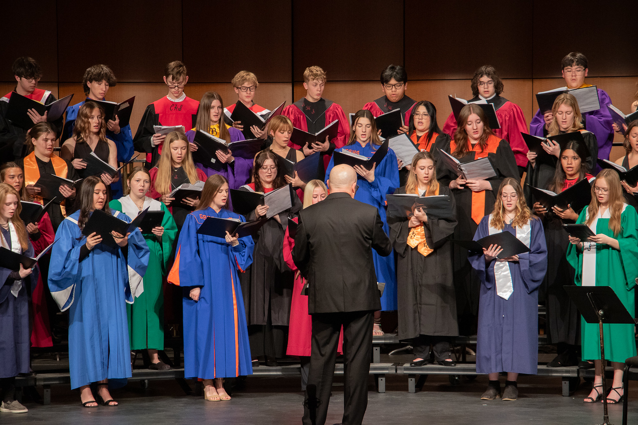 Choir performing on stage